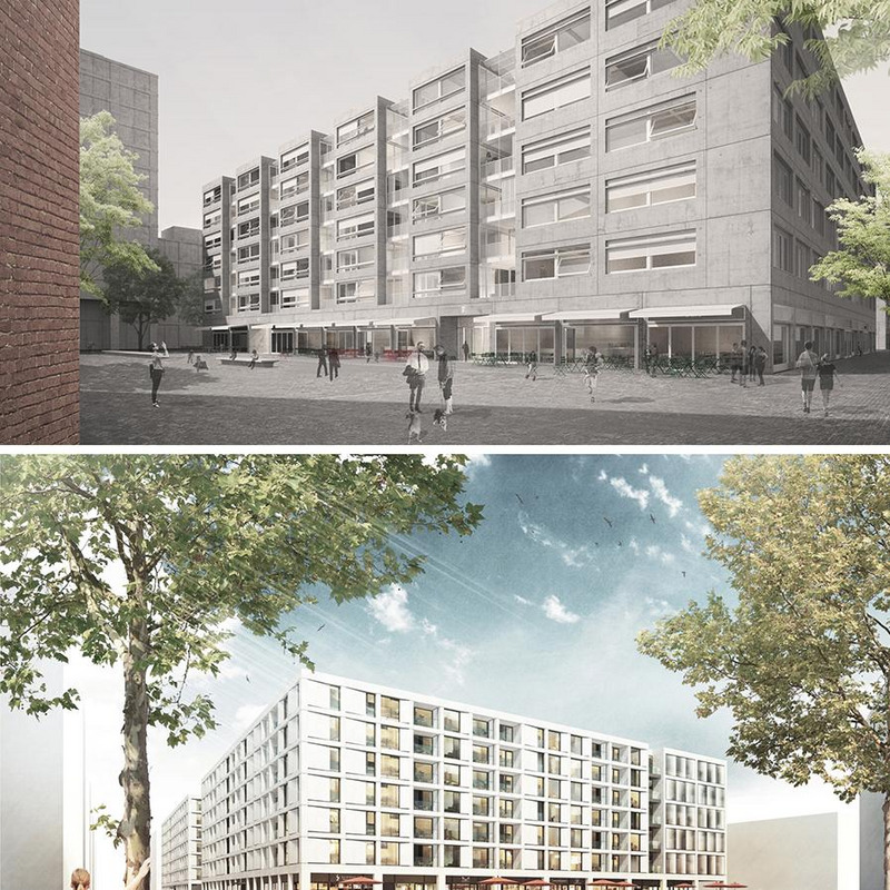 Quartier Heidestraße Mischgebiet 3  © ROBERTNEUN (oben);
CollignonArchitektur (unten)